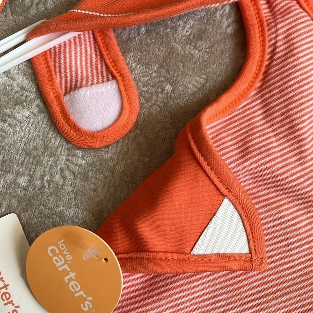 Brand New Set of 2 Cloth Baby Bibs Orange Halloween Thanksgiving Turkey Pumpkin